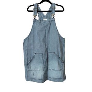Gymboree Dress Girls 10 Blue Stripe denim overall pockets casual
